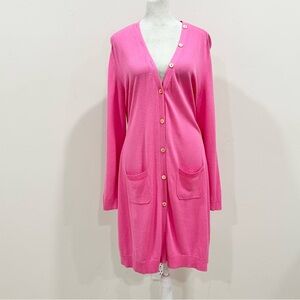 LaFayette‎ 148 New York Women’s Long Cardigan Pink Button Up Sweater Sz. L